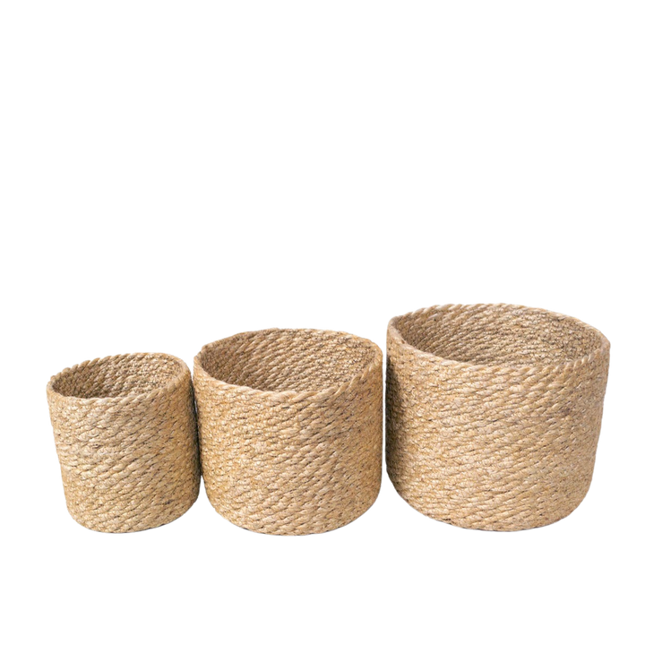 Braided Jute Bin Basket, Natural