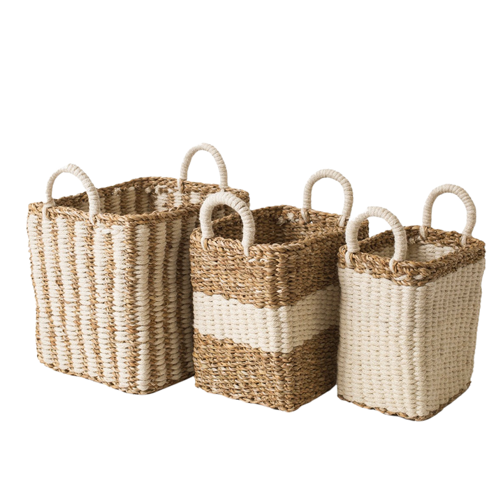 Storage Basket, Rectangular with Rope Handles