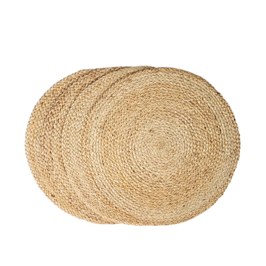 Handmade Natural Round Placemats, Set of 4