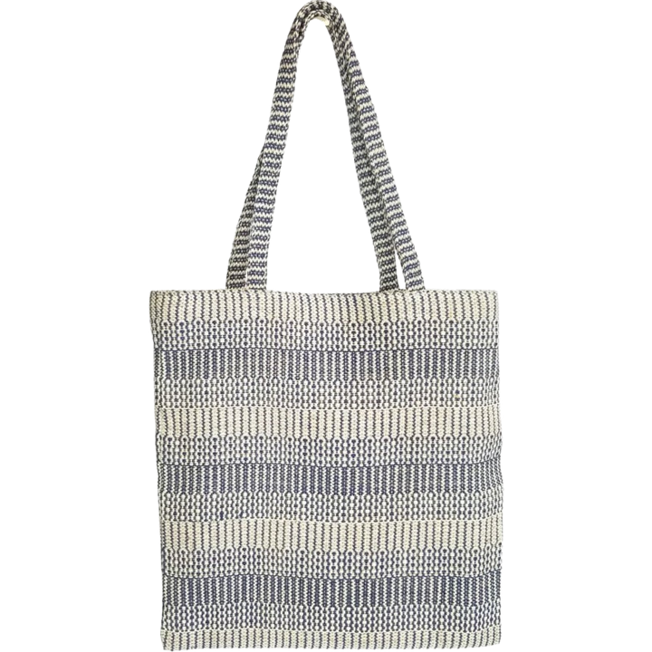 Daily Tote Bag, Blue & Off-White