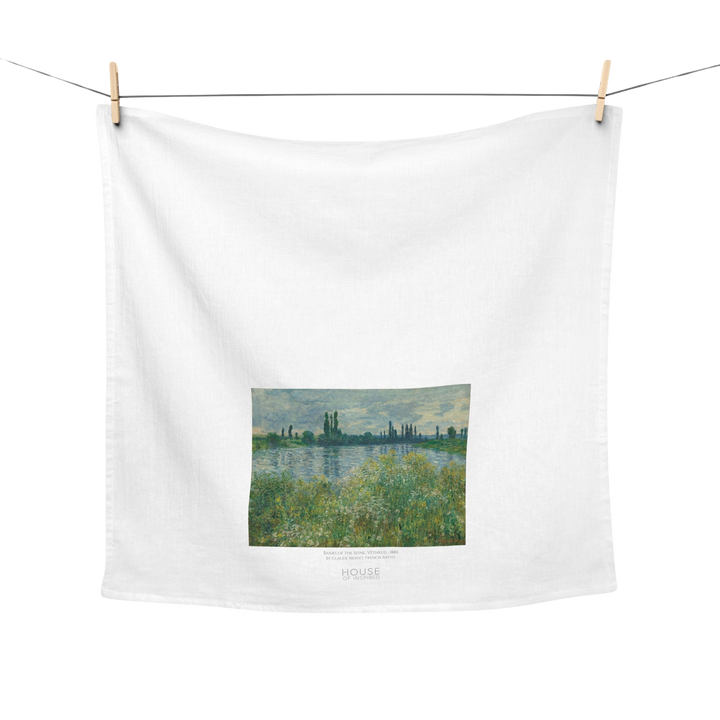 Kitchen Tea Towel, Banks of the Seine, Vétheuil by Claude Monet