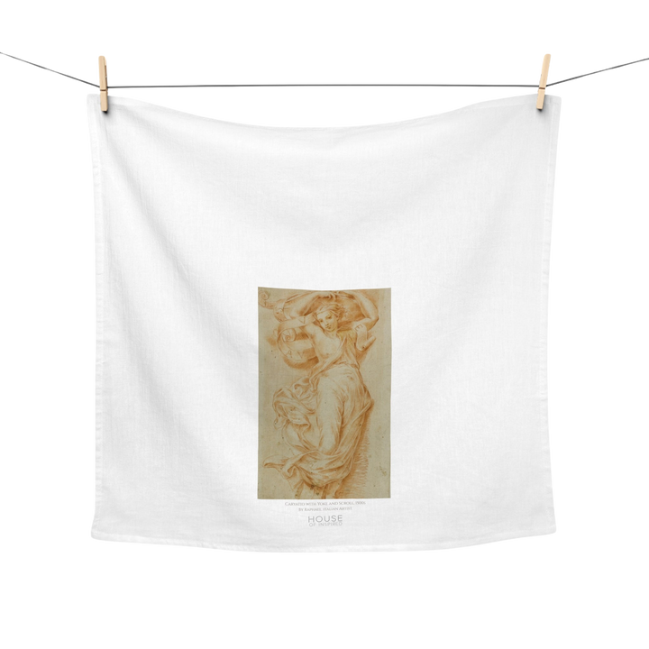 Kitchen Tea Towel, Caryatid with Yoke and Scroll by Raphael