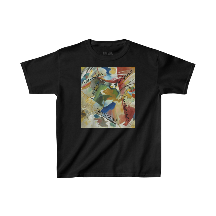 Kids Heavy Cotton Tee, Painting with Green Center by Vasily Kandinsky