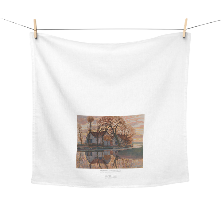 Kitchen Tea Towel, Farm Near Duivendrecht by Piet Mondrian