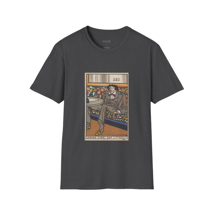 Unisex Soft Cotton Tee, Viennese Café: The Man of Letters by Moriz Jung