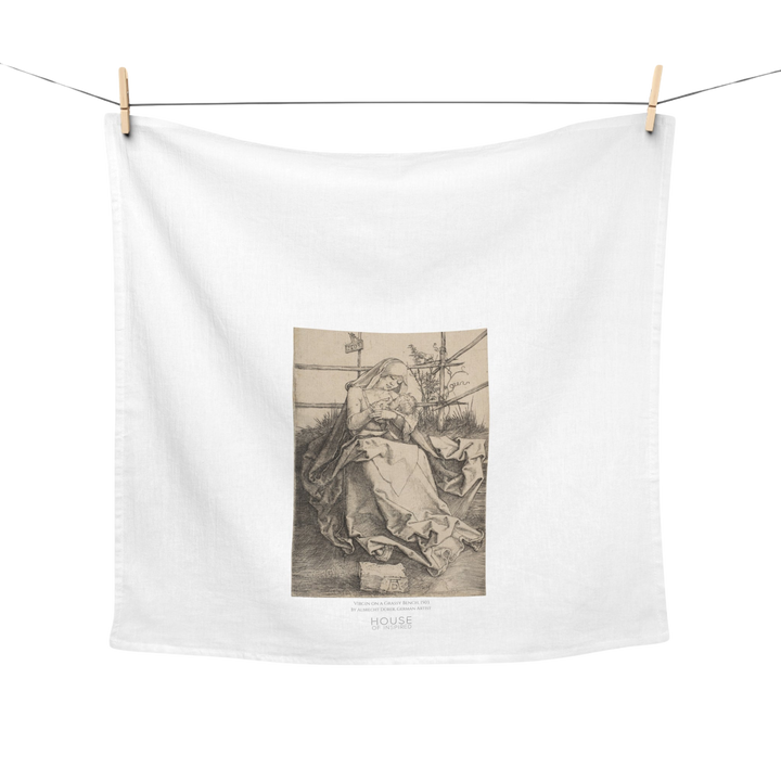 Kitchen Tea Towel, Virgin on a Grassy Bench by Albrecht Dürer