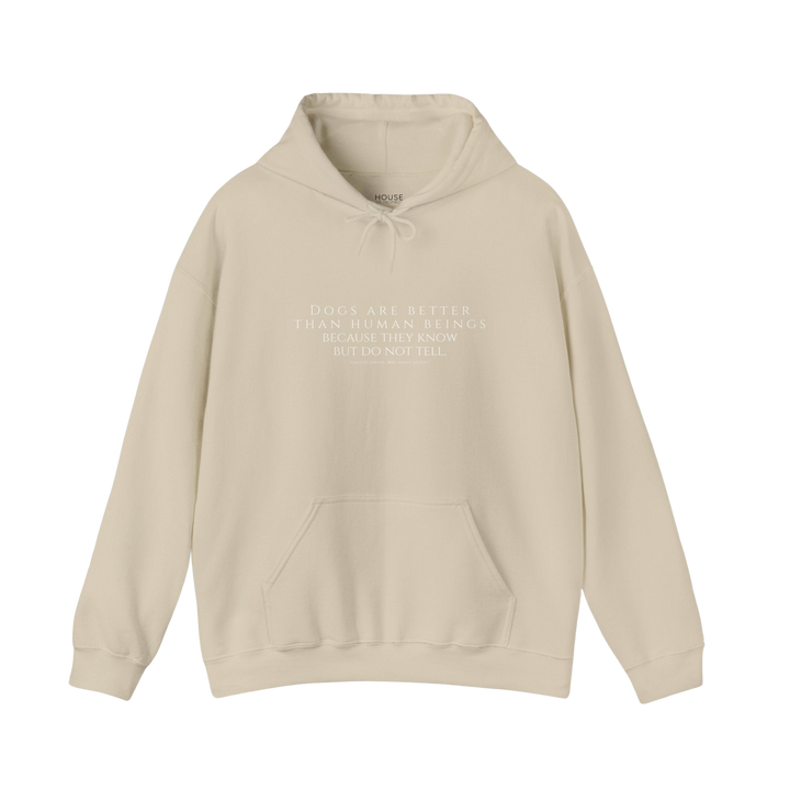 Heavy Blend Hoodie, Dogs are Better by Emily Dickinson