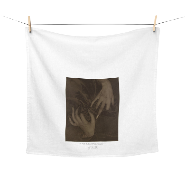 Kitchen Tea Towel, Georgia O'Keeffe- Hands and Thimble by Alfred Stieglitz