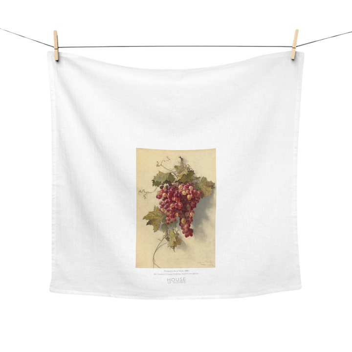 Kitchen Tea Towel, Grapes Against White Wall by Edwin Deakin