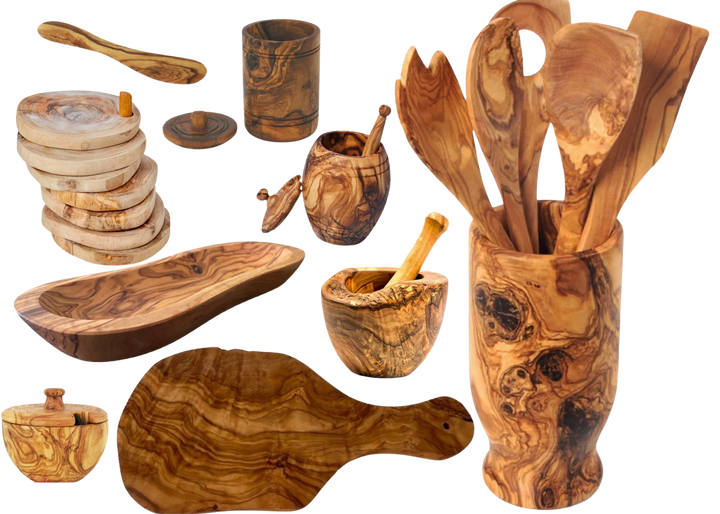 Mediterranean Olive Wood Set, 25 Pieces