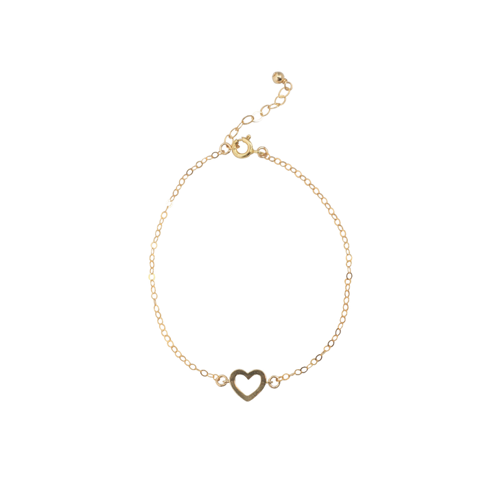 Open Heart Bracelet, 14K Gold