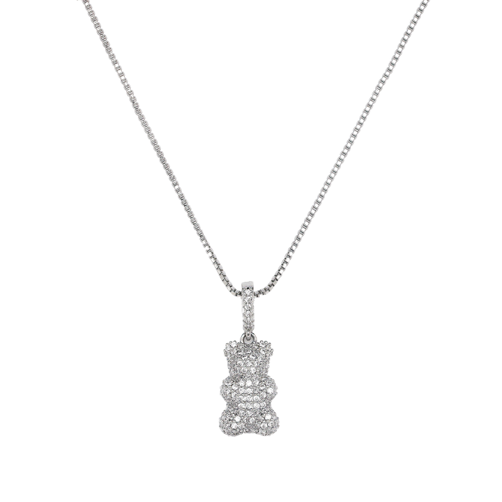 Kids Teddy Necklace, Sterling Silver