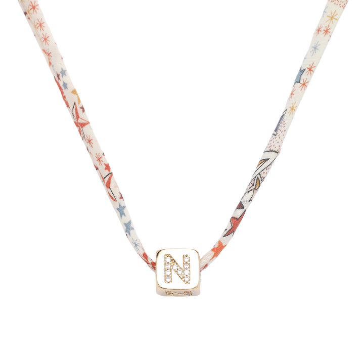 Kids Fabric Necklace, Gold-Dipped Initials Charm