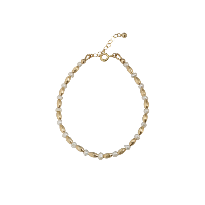 Beaded Bracelet, Gold & Pearl Beads