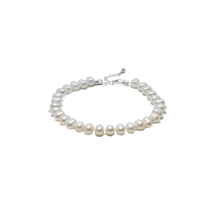 Beaded Silver Bracelet, Freshwater Pearls