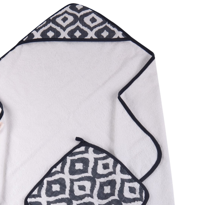 Baby Cotton Hooded Towel and Washcloth Set, Moroccan