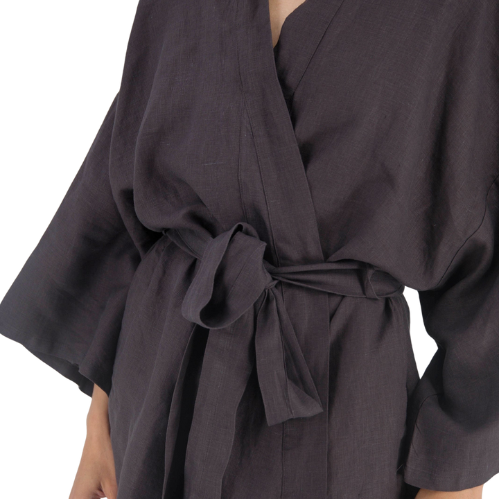 French Linen Robe, Mid-Length