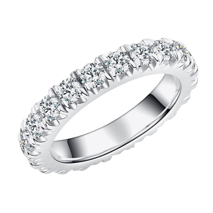 Eternity Moissanite Band, Platinum-Plated Silver 925