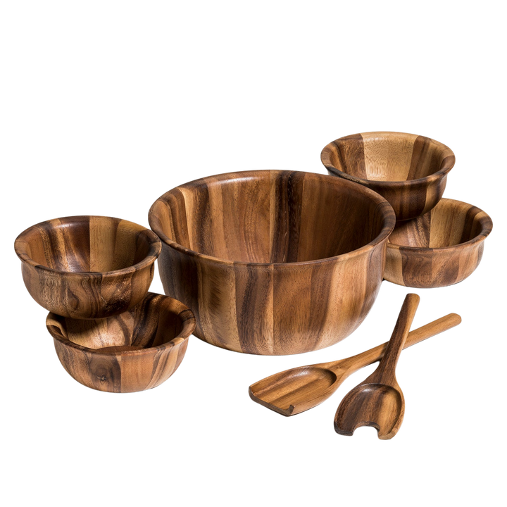 Rimmed Salad Bowl 7-Piece Set, Large