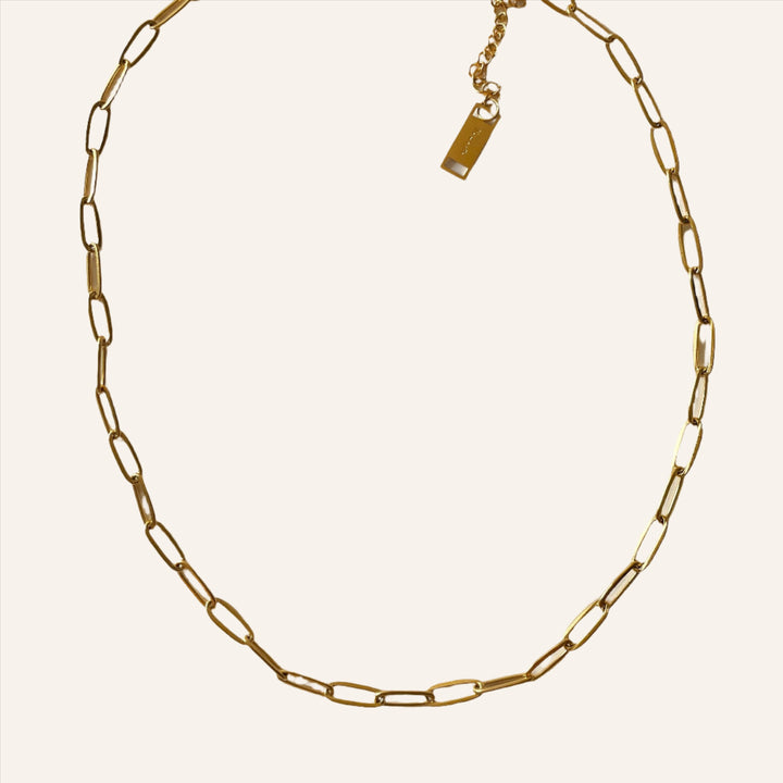 Paperclip Necklace, 18K Gold Plated