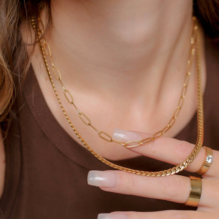 Paperclip Necklace, 18K Gold Plated