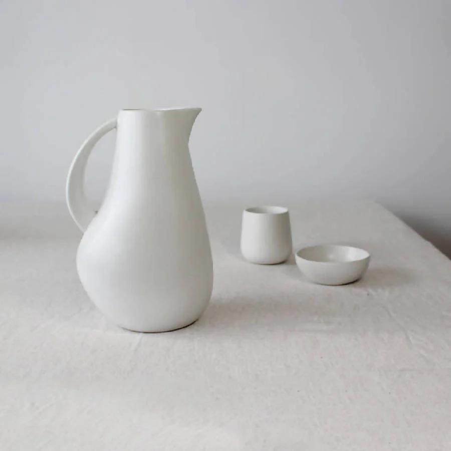 Handmade Stoneware Pitcher, White or Black