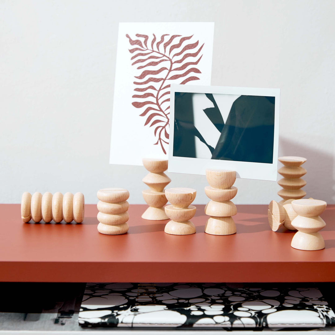 Totem Pole Inspired Wooden Picture Stands, Set of 10 Tall & Short