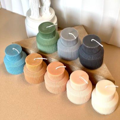 Handmade Pedestal Ribbed Pillar Candle, Choice of Color