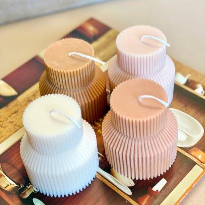 Handmade Pedestal Ribbed Pillar Candle, Choice of Color