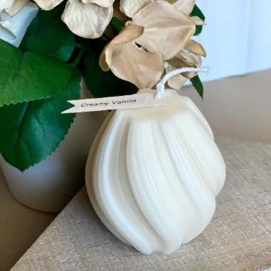 Handcrafted Twirl Ribbed Sculptural Candle, Small or Large