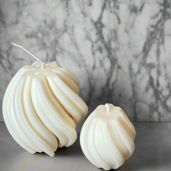 Handcrafted Twirl Ribbed Sculptural Candle, Small or Large