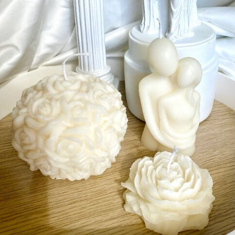 Handmade Rose Blossoms Scented Candle, Pink or Ivory