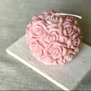 Handmade Rose Blossoms Scented Candle, Pink or Ivory