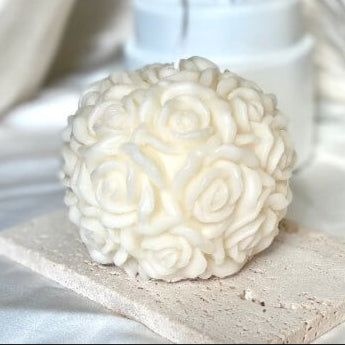 Handmade Rose Blossoms Scented Candle, Pink or Ivory