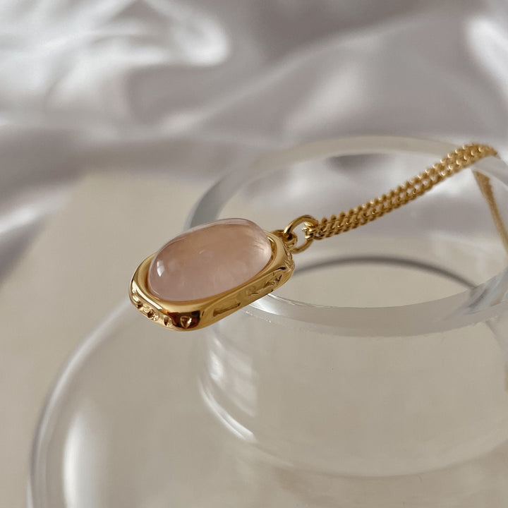 Rose Quartz Necklace, 18K Gold Plated