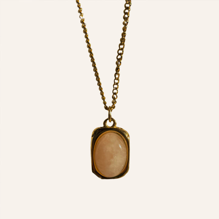 Rose Quartz Necklace, 18K Gold Plated