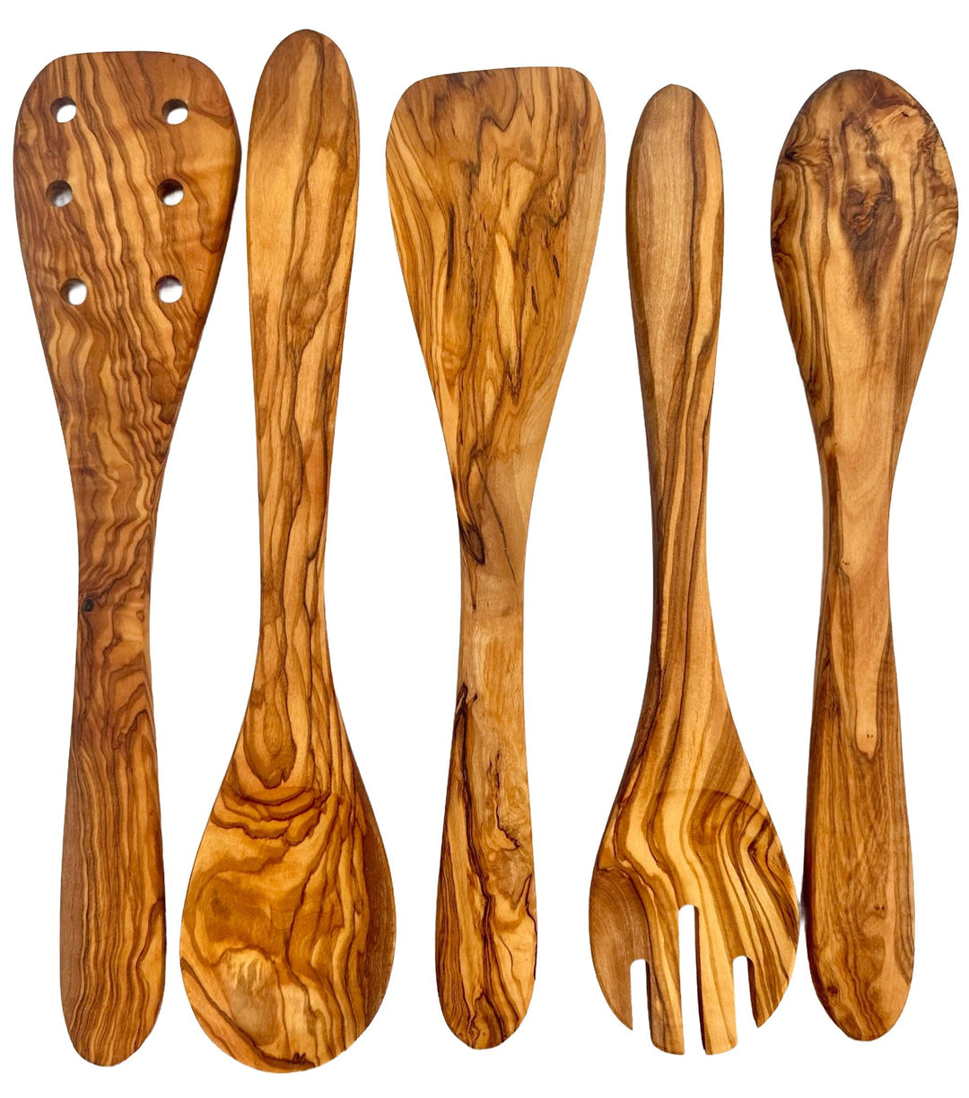 Kitchen Servers 5 Piece Set, Olive Wood