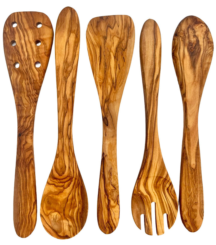 Kitchen Servers 5 Piece Set, Olive Wood