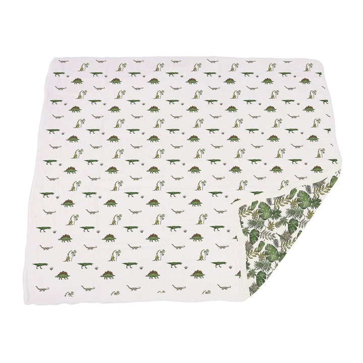 Kids & Baby Cotton Muslin Blanket, Dinos & Tropics