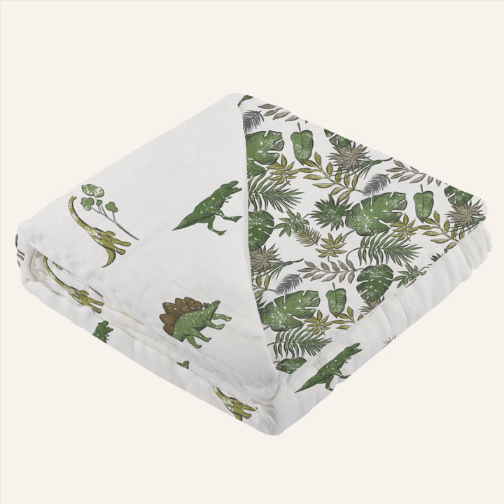 Kids & Baby Cotton Muslin Blanket, Dinos & Tropics