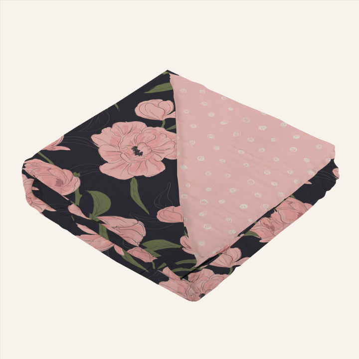 Kids & Baby Bamboo Muslin Blanket, Peonies & Polka Dots