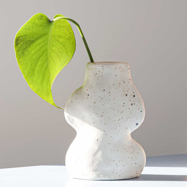 Handmade Portuguese Ceramic Vase, Small & White