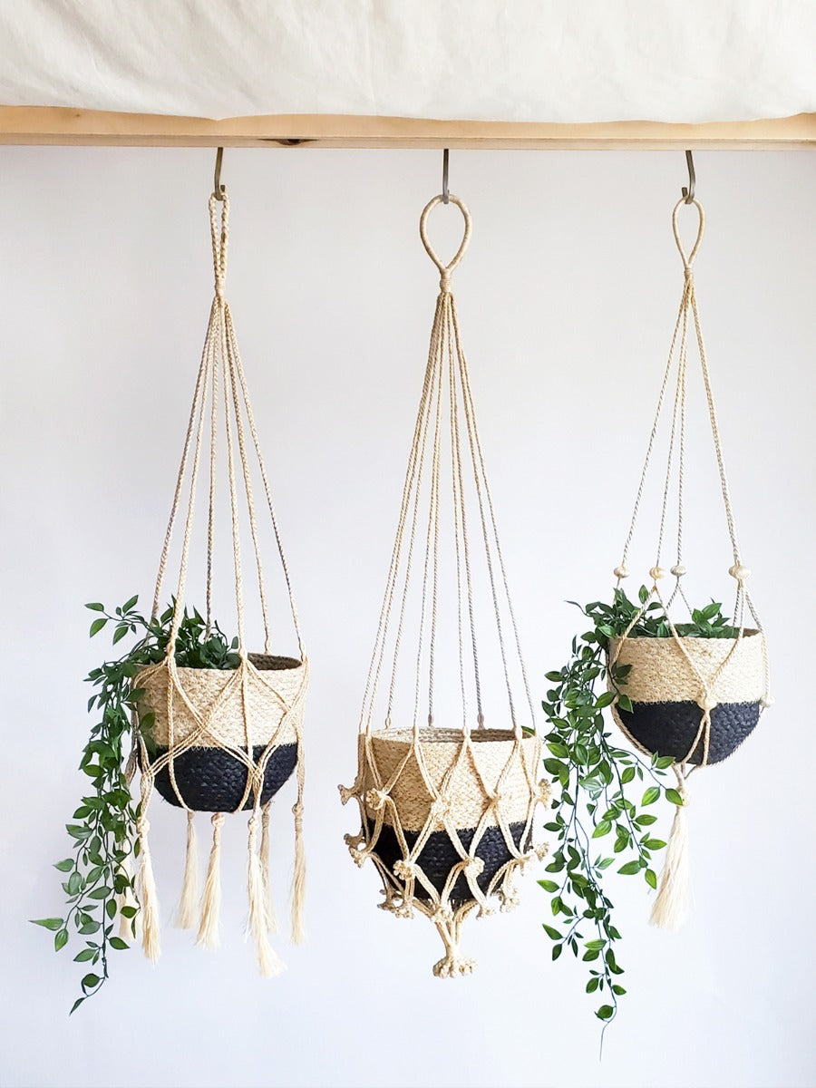 Handwoven Rope Plant Hanger, Tassels