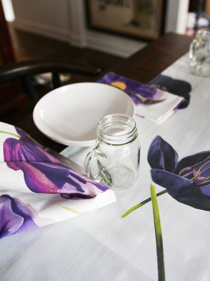 Table Runner, Black Flowers