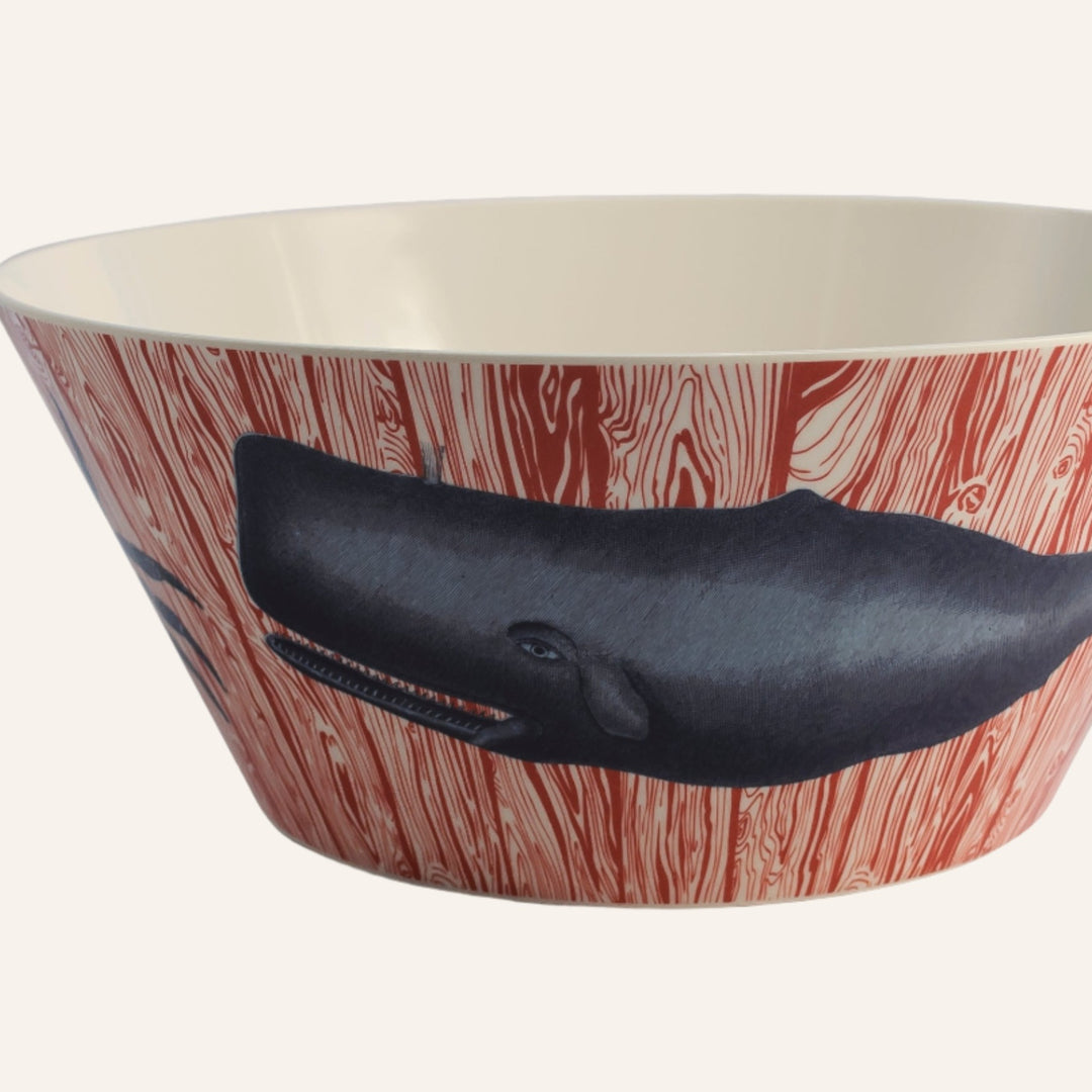 Large Melamine Serving Bowl, Sea Life Motifs