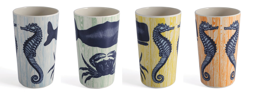 Tumblers Set of 4, Sea Life Motifs