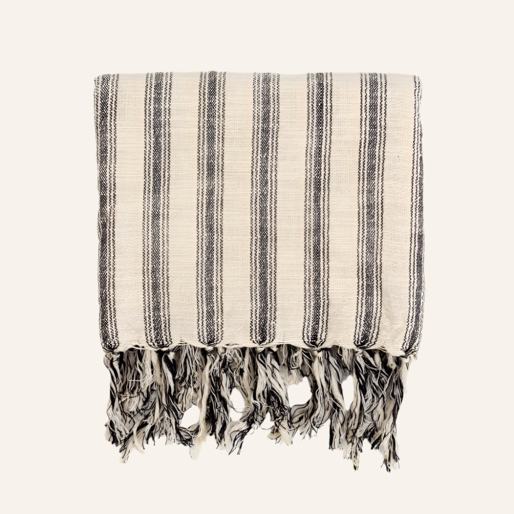 Cotton-Linen Bath/Beach Towel, Stripes