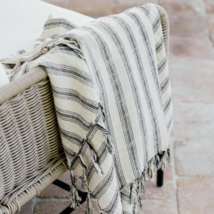 Cotton-Linen Bath/Beach Towel, Stripes