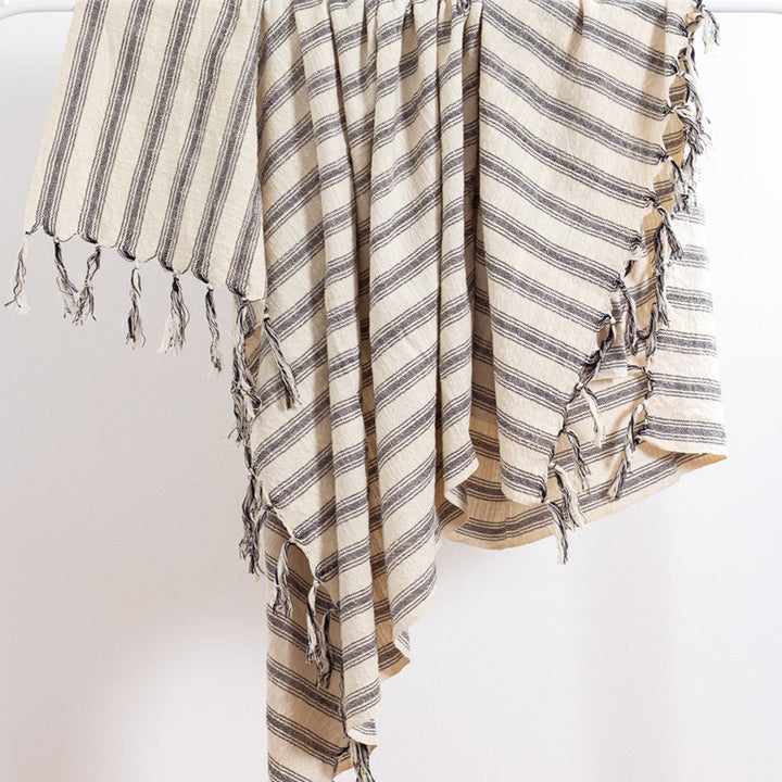 Cotton-Linen Bath/Beach Towel, Stripes