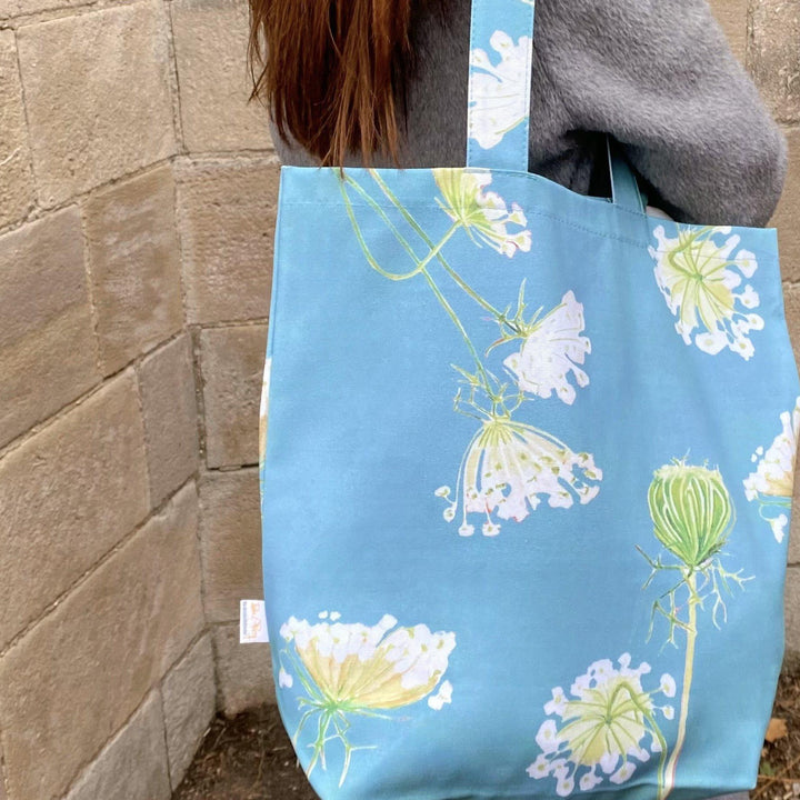 Tote Bag, Lace on Teal